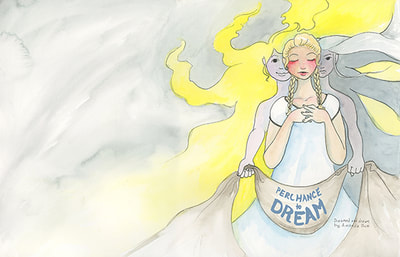 Perchance to Dream, cover. Watercolor, zine.