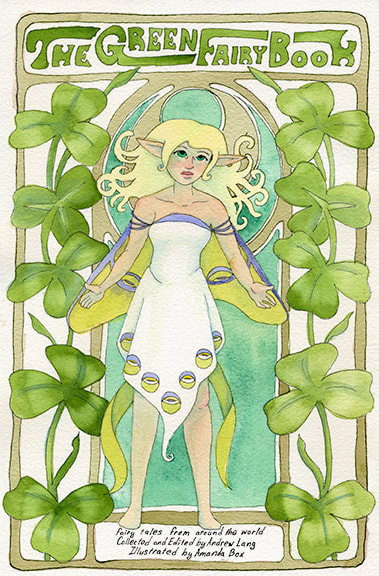 Lang Fairy Book cover series, Green, watercolor.